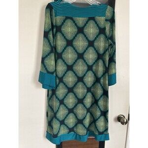 CATO Dress Women’s Medium Geometric Stretch Green Teal Good Condition Knee